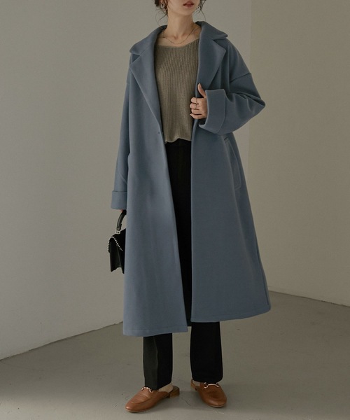 Fashion Letter（ファッションレター）の「バックタックロングチェスターコート（チェスターコート・レディース・ブラック/ベージュ/ブラウン/ブルー/ブラウン系その他・M）」の20枚目の写真