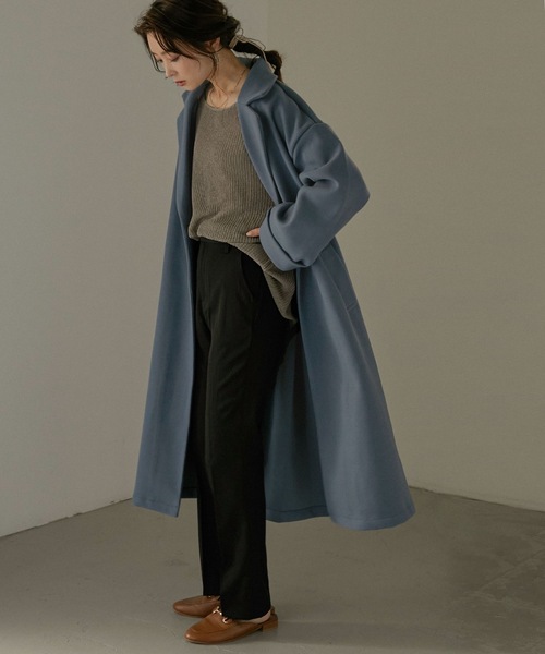 Fashion Letter（ファッションレター）の「バックタックロングチェスターコート（チェスターコート・レディース・ブラック/ベージュ/ブラウン/ブルー/ブラウン系その他・M）」の21枚目の写真