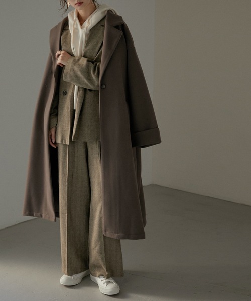 Fashion Letter（ファッションレター）の「バックタックロングチェスターコート（チェスターコート・レディース・ブラック/ベージュ/ブラウン/ブルー/ブラウン系その他・M）」の8枚目の写真