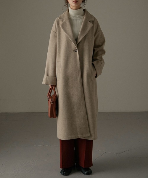 Fashion Letter（ファッションレター）の「バックタックロングチェスターコート（チェスターコート・レディース・ブラック/ベージュ/ブラウン/ブルー/ブラウン系その他・M）」の6枚目の写真