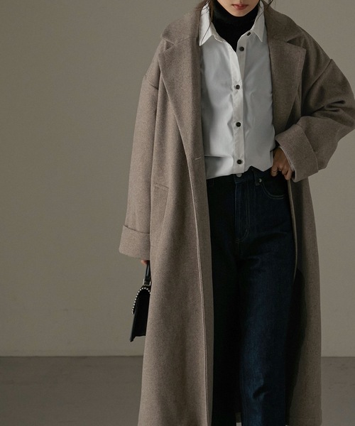 Fashion Letter（ファッションレター）の「バックタックロングチェスターコート（チェスターコート・レディース・ブラック/ベージュ/ブラウン/ブルー/ブラウン系その他・M）」の9枚目の写真