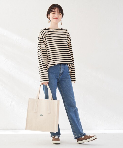 coen（コーエン）の「16帆布スクエアロゴトートバッグ（トートバッグ・レディース・ブラック/ナチュラル・FREE）」の4枚目の写真