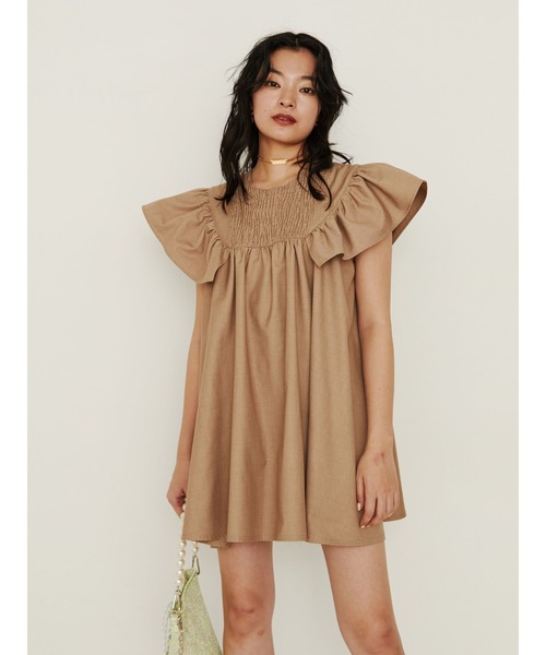 PAMEO POSE（パメオポーズ）の「Wings Mini Dress（ワンピース・レディース・ベージュ/ブラック/ホワイト・FREE）」の17枚目の写真