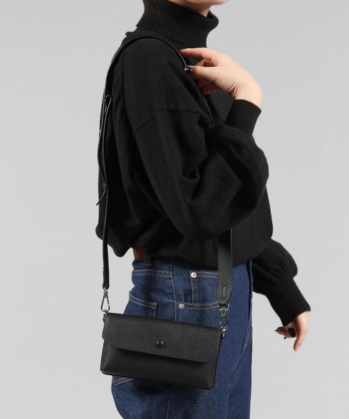 niko and...（ニコアンド）の「オリジナルくるみボタンお財布ショルダーバッグ（ショルダーバッグ・レディース・ブラック/ホワイト/イエロー・0）」の5枚目の写真