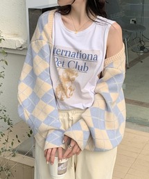 MANGROVE（マングローブ）の「アーガイル柄ボレロニットカーディガン（カーディガン/ボレロ）」