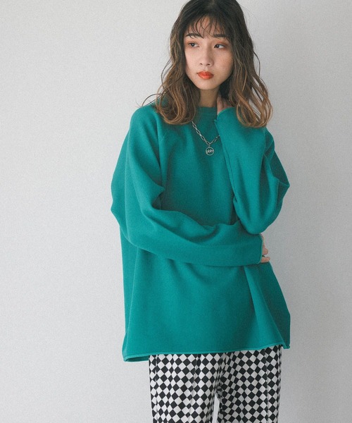 PBLIM(ページボーイリム)の「【PAGEBOYLIM】ルーズラグランニット(ニット/セーター・レディース・チャコールグレー/ライトベージュ/グリーン/オレンジ・MEDIUM/LARGE)」の3枚目の写真