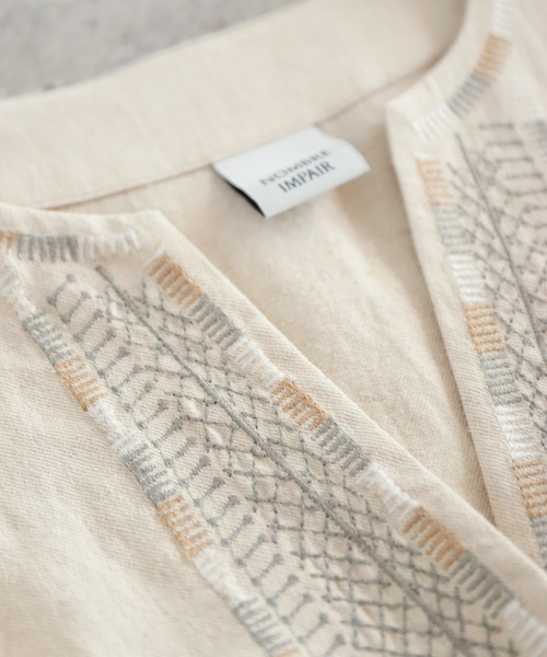 NOMBRE IMPAIR(ノンブルアンペール)の「綿麻ツイル刺繍 5分袖ワンピース(ワンピース・レディース・ブラック/キナリ・FREE)」の15枚目の写真