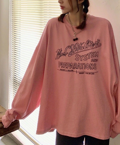 meJane(ミージェーン)の「BIGシルエットロゴ刺繍ロンT【ZOZOTOWN限定】(Tシャツ/カットソー・レディース・ホワイト/グレー/ピンク/ミント/ロイヤルブルー・FREE)」の5枚目の写真