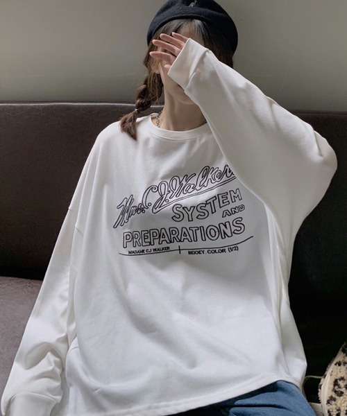 meJane(ミージェーン)の「BIGシルエットロゴ刺繍ロンT【ZOZOTOWN限定】(Tシャツ/カットソー・レディース・ホワイト/グレー/ピンク/ミント/ロイヤルブルー・FREE)」の9枚目の写真
