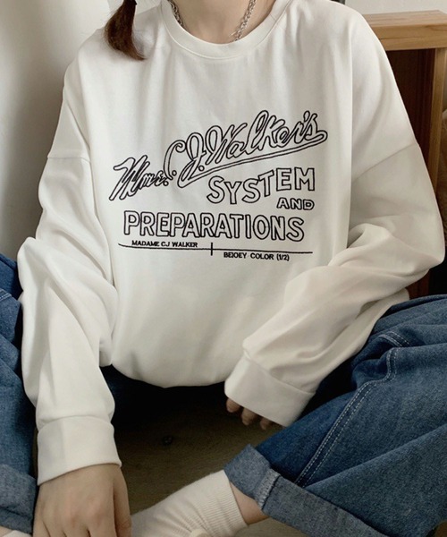 meJane(ミージェーン)の「BIGシルエットロゴ刺繍ロンT【ZOZOTOWN限定】(Tシャツ/カットソー・レディース・ホワイト/グレー/ピンク/ミント/ロイヤルブルー・FREE)」の7枚目の写真