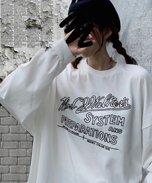 meJane(ミージェーン)の「BIGシルエットロゴ刺繍ロンT【ZOZOTOWN限定】(Tシャツ/カットソー・レディース・ホワイト/グレー/ピンク/ミント/ロイヤルブルー・FREE)」の8枚目の写真