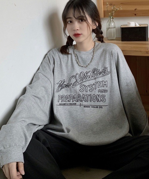 meJane(ミージェーン)の「BIGシルエットロゴ刺繍ロンT【ZOZOTOWN限定】(Tシャツ/カットソー・レディース・ホワイト/グレー/ピンク/ミント/ロイヤルブルー・FREE)」の12枚目の写真