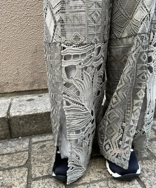 パンツ AULA AILA AULA AILA パンツ フリンジジャカードラインパンツ レディース