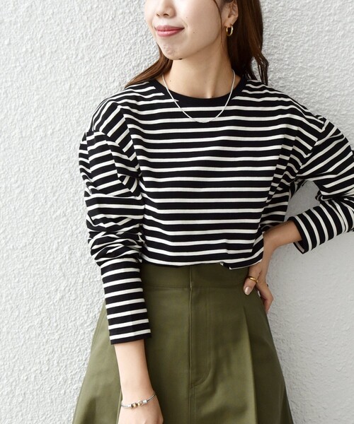 SHIPS any:〈吸水速乾〉ラウンドヘム ロングスリーブ ワイド TEE（T