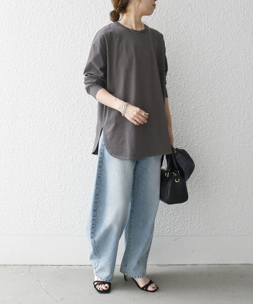 SHIPS any:〈吸水速乾〉ラウンドヘム ロングスリーブ ワイド TEE（T