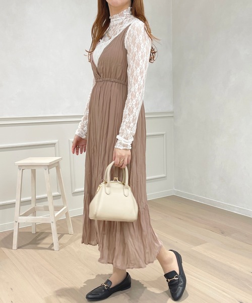 ☘️25新作 ♡ Aje アジュ ピンクキャミワンピース 新品♡　020 クリンクルキャミワンピース【ZOZOTOWN限定アイテム