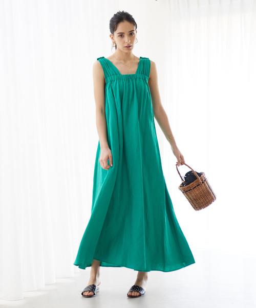 Rouge vif（ルージュヴィフ）の「リネン製品染ノースリワンピース（ワンピース・レディース・ホワイト/ブラック/グリーン・フリー）」の8枚目の写真