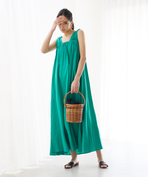 Rouge vif（ルージュヴィフ）の「リネン製品染ノースリワンピース（ワンピース・レディース・ホワイト/ブラック/グリーン・フリー）」の12枚目の写真
