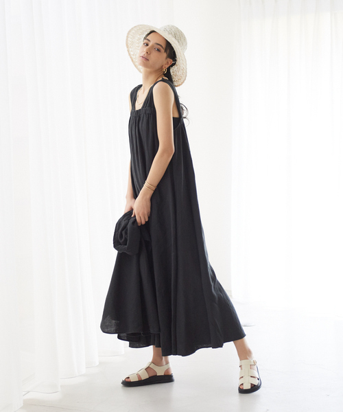 Rouge vif（ルージュヴィフ）の「リネン製品染ノースリワンピース（ワンピース・レディース・ホワイト/ブラック/グリーン・フリー）」の18枚目の写真