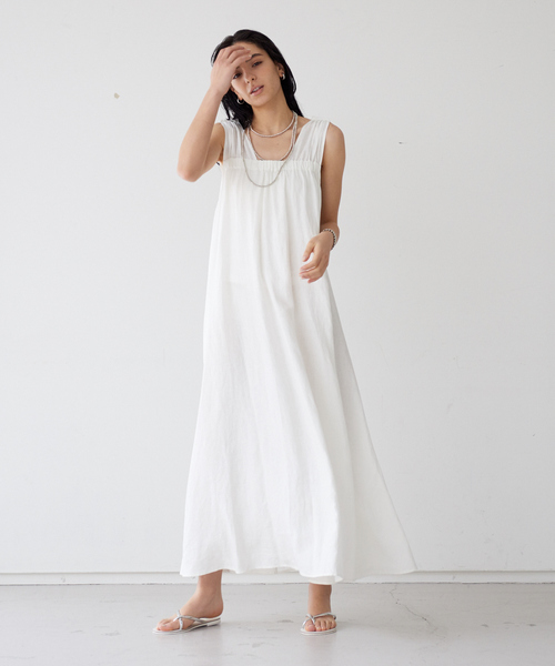 Rouge vif（ルージュヴィフ）の「リネン製品染ノースリワンピース（ワンピース・レディース・ホワイト/ブラック/グリーン・フリー）」の16枚目の写真