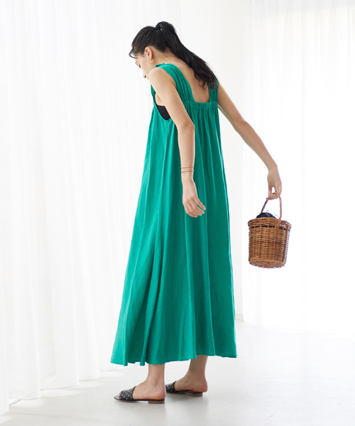 Rouge vif（ルージュヴィフ）の「リネン製品染ノースリワンピース（ワンピース・レディース・ホワイト/ブラック/グリーン・フリー）」の20枚目の写真