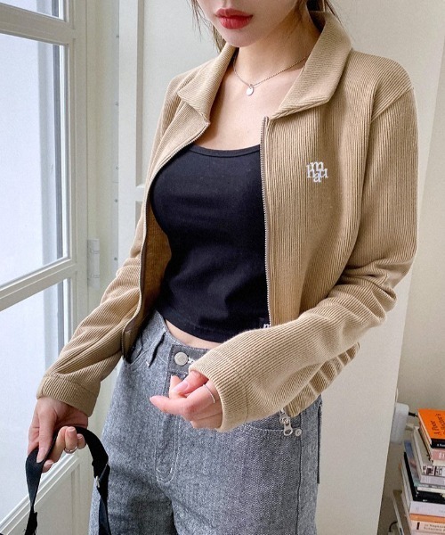 A'GEM/9 × .kom『muah muah/ムーアムーア』SLIM FIT KNIT ZIPUP