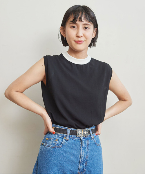 Dot＆Stripes CHILD WOMAN（ドットアンドストライプス　チャイルドウーマン）の「レトロモチーフ ピンドットゴムベルト（ベルト・レディース・ブラック/アイボリー・FREE）」の5枚目の写真