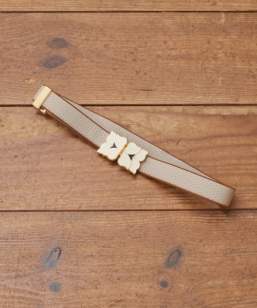 Dot＆Stripes CHILD WOMAN（ドットアンドストライプス　チャイルドウーマン）の「レトロモチーフ ピンドットゴムベルト（ベルト・レディース・ブラック/アイボリー・FREE）」の11枚目の写真