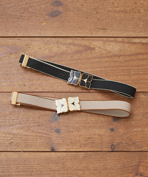 Dot＆Stripes CHILD WOMAN（ドットアンドストライプス　チャイルドウーマン）の「レトロモチーフ ピンドットゴムベルト（ベルト・レディース・ブラック/アイボリー・FREE）」の18枚目の写真