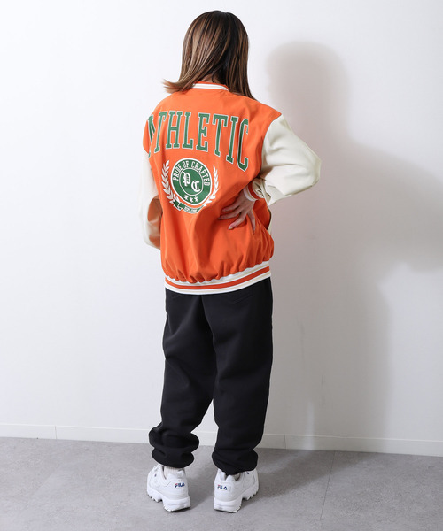 ZIP FIVE（ジップファイブ）の「【lootbox】古着風カレッジバッグロゴ スタジアムジャンパー スタジャン（スタジャン・メンズ・オレンジ/ダークグリーン/スミクロ・MEDIUM/LARGE）」の8枚目の写真