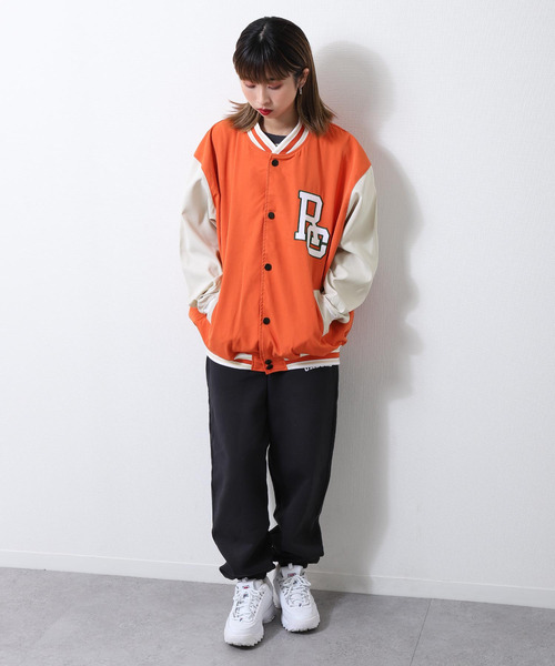 ZIP FIVE（ジップファイブ）の「【lootbox】古着風カレッジバッグロゴ スタジアムジャンパー スタジャン（スタジャン・メンズ・オレンジ/ダークグリーン/スミクロ・MEDIUM/LARGE）」の9枚目の写真