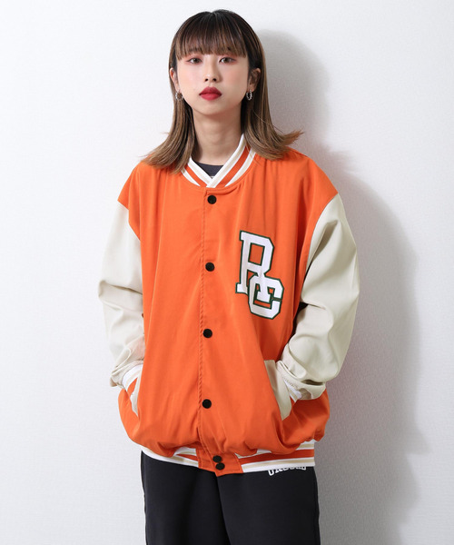 ZIP FIVE（ジップファイブ）の「【lootbox】古着風カレッジバッグロゴ スタジアムジャンパー スタジャン（スタジャン・メンズ・オレンジ/ダークグリーン/スミクロ・MEDIUM/LARGE）」の10枚目の写真