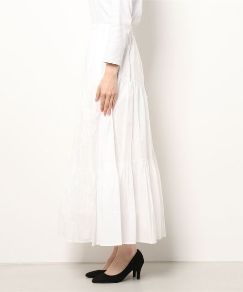 Lui's（ルイス）の「コットンボイルアシメティアードスカート（スカート・レディース・ブルー/オフホワイト/ブラック・FREE）」の7枚目の写真