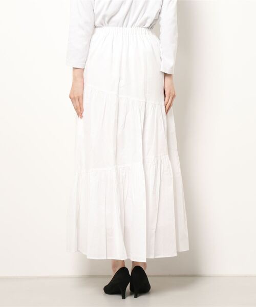 Lui's（ルイス）の「コットンボイルアシメティアードスカート（スカート・レディース・ブルー/オフホワイト/ブラック・FREE）」の8枚目の写真