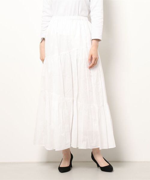 Lui's（ルイス）の「コットンボイルアシメティアードスカート（スカート・レディース・ブルー/オフホワイト/ブラック・FREE）」の6枚目の写真