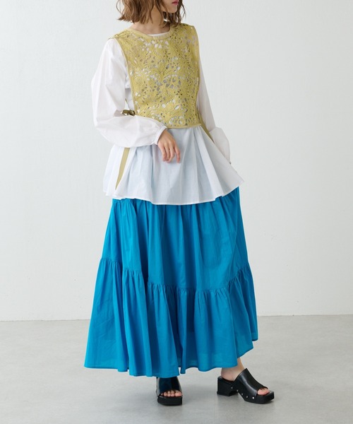 Lui's（ルイス）の「コットンボイルアシメティアードスカート（スカート・レディース・ブルー/オフホワイト/ブラック・FREE）」の17枚目の写真