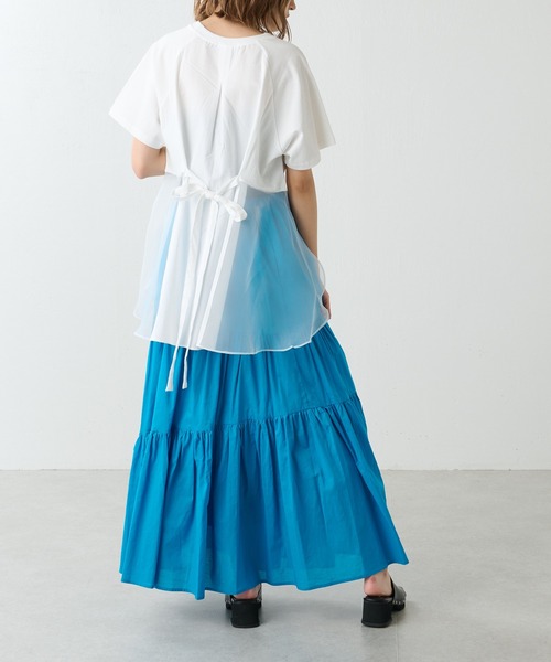 Lui's（ルイス）の「コットンボイルアシメティアードスカート（スカート・レディース・ブルー/オフホワイト/ブラック・FREE）」の12枚目の写真
