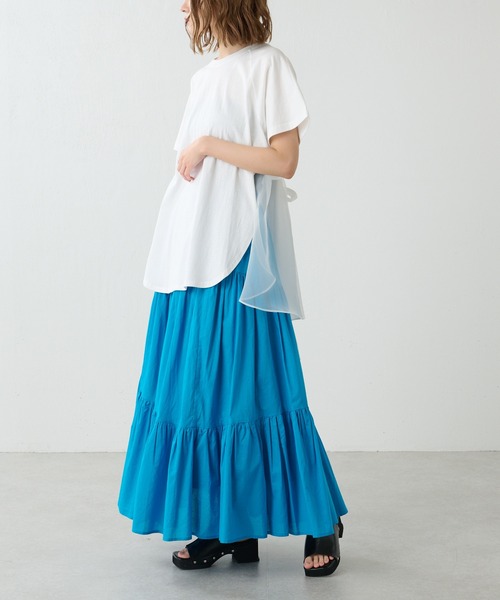 Lui's（ルイス）の「コットンボイルアシメティアードスカート（スカート・レディース・ブルー/オフホワイト/ブラック・FREE）」の18枚目の写真