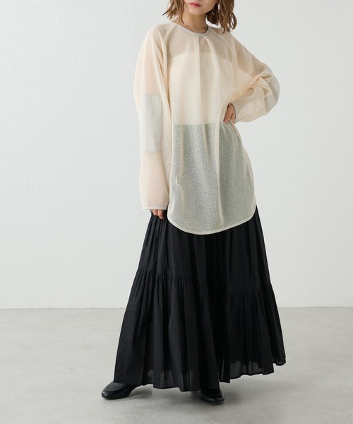 Lui's（ルイス）の「コットンボイルアシメティアードスカート（スカート・レディース・ブルー/オフホワイト/ブラック・FREE）」の14枚目の写真