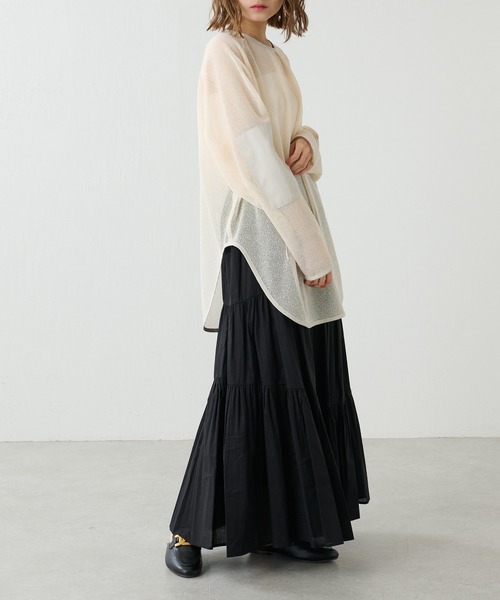 Lui's（ルイス）の「コットンボイルアシメティアードスカート（スカート・レディース・ブルー/オフホワイト/ブラック・FREE）」の20枚目の写真