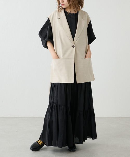 Lui's（ルイス）の「コットンボイルアシメティアードスカート（スカート・レディース・ブルー/オフホワイト/ブラック・FREE）」の16枚目の写真