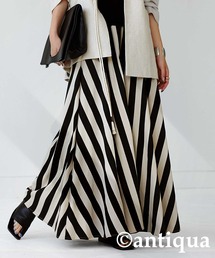 antiqua | ヴィンテージ感漂う。ストライプフレアスカート(スカート)