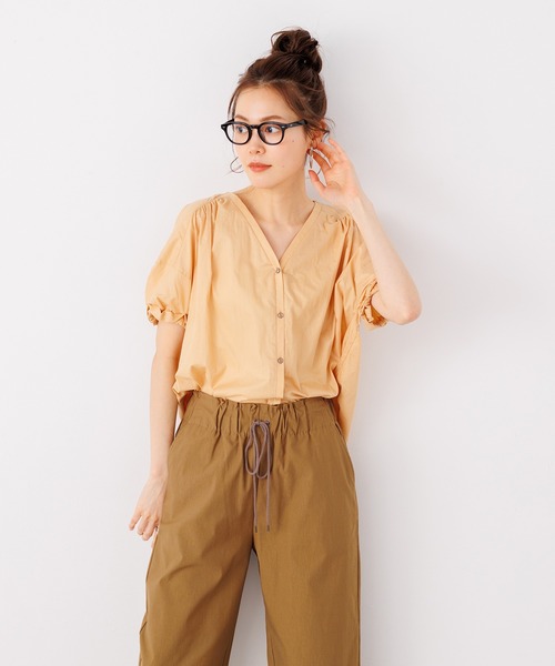 hunch（ハンチ）の「ざっくり袖デザイン ショートスリーブブラウス（シャツ/ブラウス・レディース・ブラック/ベージュ/オフホワイト・FREE）」の6枚目の写真