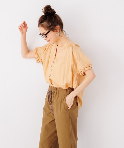 hunch（ハンチ）の「ざっくり袖デザイン ショートスリーブブラウス（シャツ/ブラウス・レディース・ブラック/ベージュ/オフホワイト・FREE）」の7枚目の写真