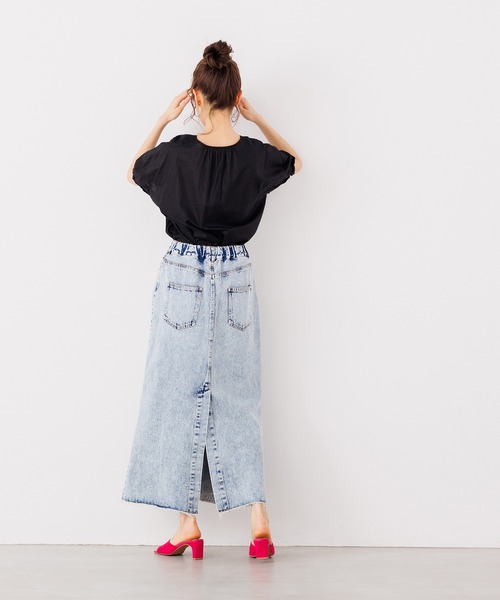 hunch（ハンチ）の「ざっくり袖デザイン ショートスリーブブラウス（シャツ/ブラウス・レディース・ブラック/ベージュ/オフホワイト・FREE）」の5枚目の写真