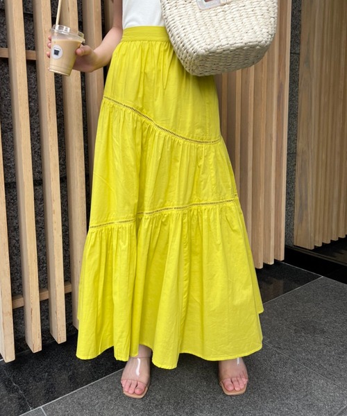 one after another NICE CLAUP（ワンアフターアナザーナイスクラップ）の「コットンボリュームスカート（スカート・レディース・ブラック/オフホワイト/イエロー/グリーン・FREE）」の4枚目の写真