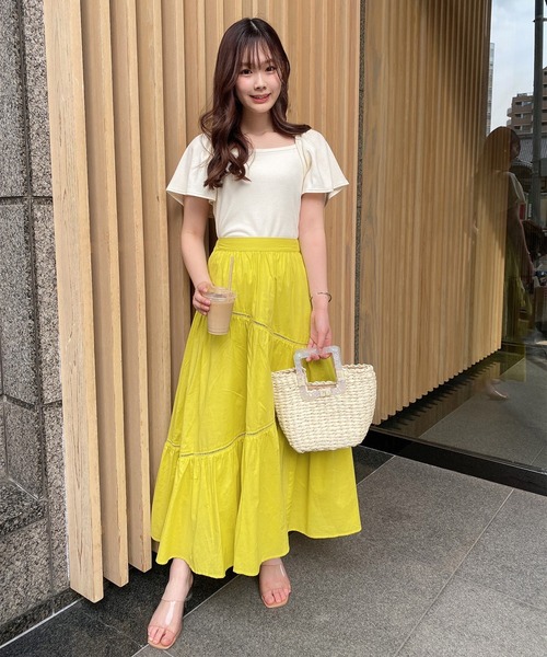 one after another NICE CLAUP（ワンアフターアナザーナイスクラップ）の「コットンボリュームスカート（スカート・レディース・ブラック/オフホワイト/イエロー/グリーン・FREE）」の18枚目の写真