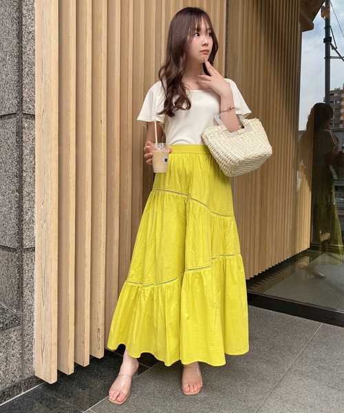 one after another NICE CLAUP（ワンアフターアナザーナイスクラップ）の「コットンボリュームスカート（スカート・レディース・ブラック/オフホワイト/イエロー/グリーン・FREE）」の5枚目の写真