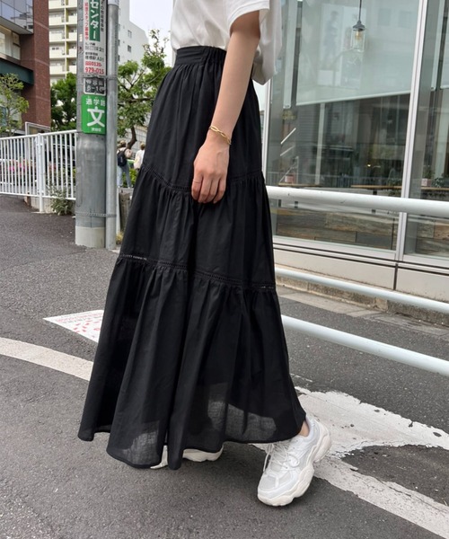 one after another NICE CLAUP（ワンアフターアナザーナイスクラップ）の「コットンボリュームスカート（スカート・レディース・ブラック/オフホワイト/イエロー/グリーン・FREE）」の20枚目の写真