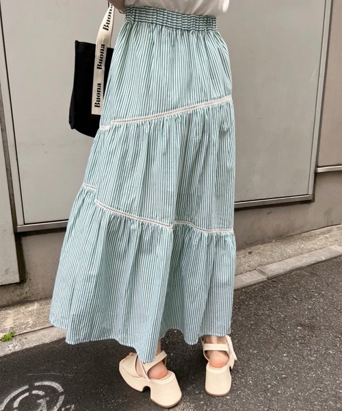 one after another NICE CLAUP（ワンアフターアナザーナイスクラップ）の「コットンボリュームスカート（スカート・レディース・ブラック/オフホワイト/イエロー/グリーン・FREE）」の15枚目の写真